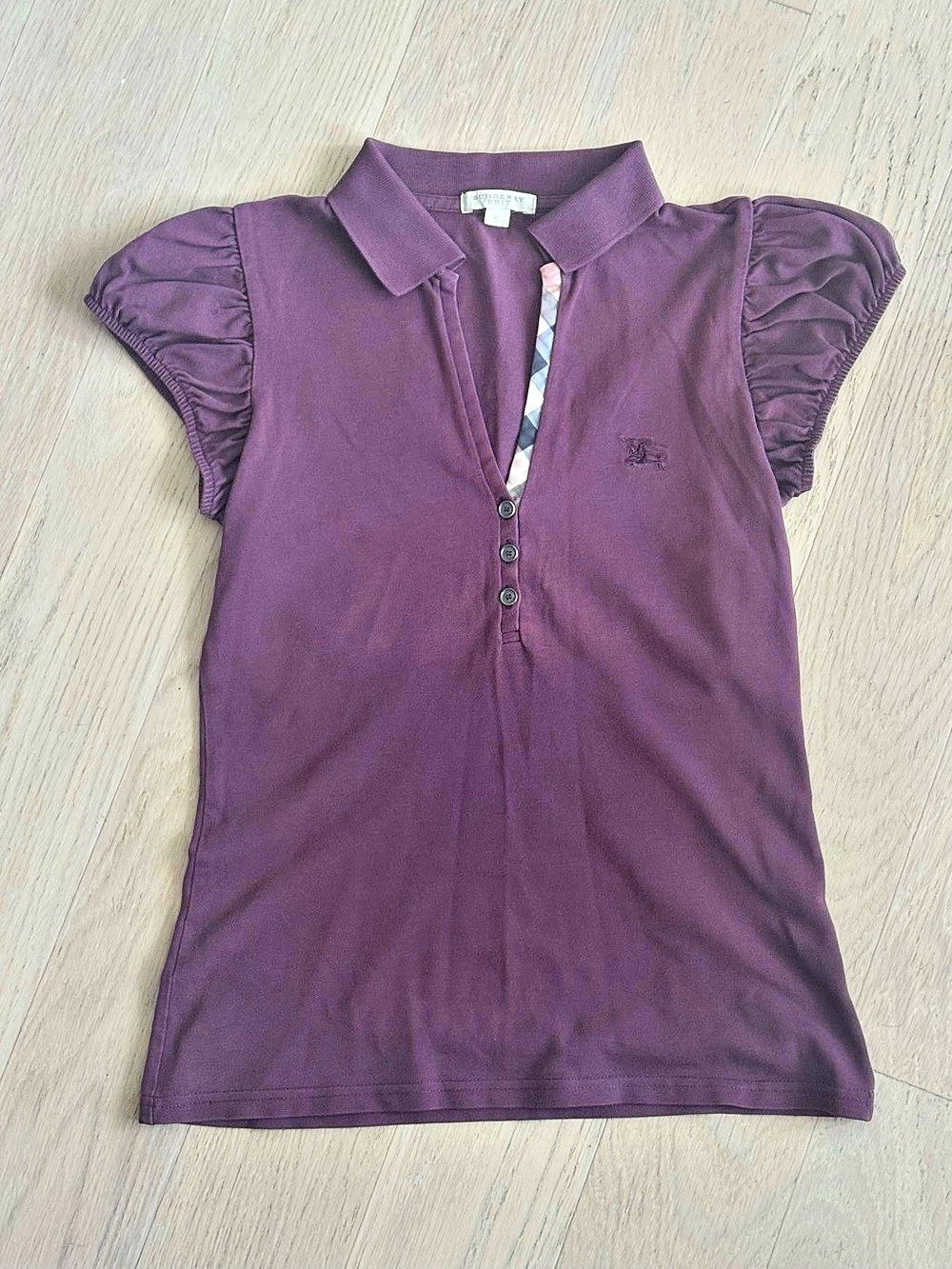 Burberry Brit Purple Puff Sleeve Polo Size S